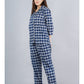 Blue Abstract Shirt And Pyjama Night Suit