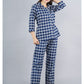 Blue Abstract Shirt And Pyjama Night Suit