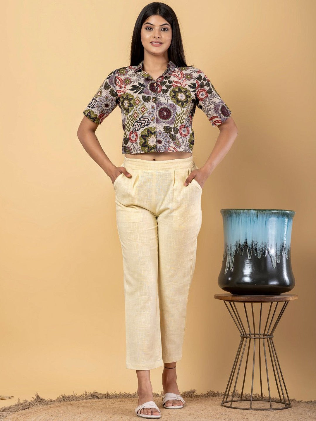 Kalini Solid Pure Cotton Slim fit women Trousers