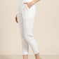 White Relaxed Mid-Rise Slim Fit Cotton Cigarette Trousers