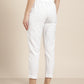 White Relaxed Mid-Rise Slim Fit Cotton Cigarette Trousers