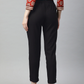 Black Mid Rise Plain Relaxed Cotton Slim Fit Pleated Trousers