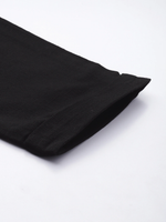 Black Mid Rise Plain Relaxed Cotton Slim Fit Pleated Trousers