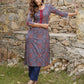 Jaitpuriya Women Blue And Rust Printed A-Line Kurta Pant Set