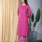 Jaitpuriya Women Pink Straight Kurta With Trouser Set