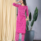 Jaitpuriya Women Pink Straight Kurta With Trouser Set