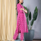 Jaitpuriya Women Pink Straight Kurta With Trouser Set