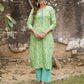 Green Floral Printed Regular Pure Cotton Kurta with Trousers