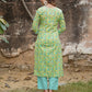 Green Floral Printed Regular Pure Cotton Kurta with Trousers