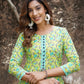 Green Floral Printed Regular Pure Cotton Kurta with Trousers