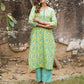 Green Floral Printed Regular Pure Cotton Kurta with Trousers