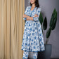 Jaitpuriya Women Blue Anarkali Kurta With Trouser Set