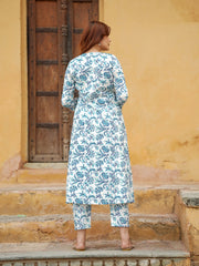 Jaitpuriya Women Blue A-Line Kurta Pant Set
