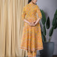 Jaitpuriya Women Mustard Yellow Anarkali Kurta With Trouser Set Set