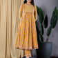 Jaitpuriya Women Mustard Yellow Anarkali Kurta With Trouser Set Set