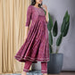 Mauve Anarkali Kurta With Trouser Set