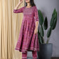 Mauve Anarkali Kurta With Trouser Set