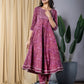 Mauve Anarkali Kurta With Trouser Set