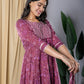 Mauve Anarkali Kurta With Trouser Set