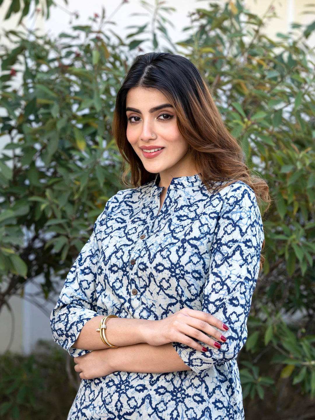 Jaitpuriya Women Blue and Grey Kurta Trouser Set