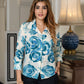 Jaitpuriya Women Blue And White Pure Cotton Shirt Shirts
