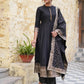 Black Mandarin Collar Ethnic Motifs Printed Regular Kurta with Trousers & With Dupatta Set