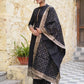 Black Mandarin Collar Ethnic Motifs Printed Regular Kurta with Trousers & With Dupatta Set