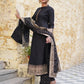 Black Mandarin Collar Ethnic Motifs Printed Regular Kurta with Trousers & With Dupatta Set