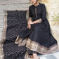 Black Mandarin Collar Ethnic Motifs Printed Regular Kurta with Trousers & With Dupatta Set