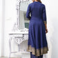 Blue Mandarin Collar Ethnic Motifs Printed Regular Kurta with Trousers & With Dupatta Set