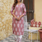 Jaitpuriya Women Mauve Paisley Straight Kurta Palazzo and Dupatta Set