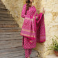 Jaitpuriya Women Pink Geometric Straight Kurta Pant and Dupatta Set