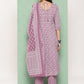 Jaitpuriya Women Mauve Floral Anarkali Kurta Pant and Dupatta Set