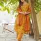 Mustard yellow, orange and green printed Kurta with Trousers & dupatta