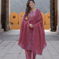 Mauve printed Kurta with Trousers & dupatta