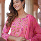 Pink Printed Kurta with Trousers & dupatta