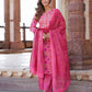 Pink Printed Kurta with Trousers & dupatta