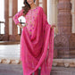 Pink Printed Kurta with Trousers & dupatta