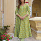 Jaitpuriya Women Green Foli Print Anarkali Kurta Pant and Dupatta Set