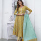 Jaitpuriya Women Mustard Foli Print Anarkali Kurta Pant and Dupatta Set