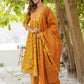 Jaitpuriya Floral Printed Gotta Patti Pure Cotton Kurta with Trousers & Dupatta