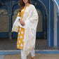 Jaitpuriya Women Yellow Bird Print Straight Kurta Pant and Dupatta Set