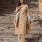 Jaitpuriya Women Yellow Floral Straight Kurta Pant and Dupatta Set