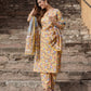 Jaitpuriya Women Yellow Floral Straight Kurta Pant and Dupatta Set