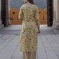 Yellow, blue & pink Ethnic Motifs Gotta Patti Pure Cotton Kurta With Trousers & Dupatta