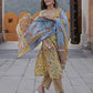 Yellow, blue & pink Ethnic Motifs Gotta Patti Pure Cotton Kurta With Trousers & Dupatta