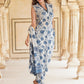 White & blue Floral Printed V-Neck Pure Cotton Straight Kurta & Trousers With Dupatta