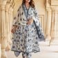 Blue & white Floral Printed Regular Pure Cotton Kurta & Trousers With Dupatta