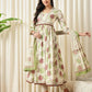 JAITPURIYA FASHION Floral Printed Empire Pure Cotton Flared Anarkali Kurta With Trousers & Dupatta