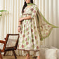 JAITPURIYA FASHION Floral Printed Empire Pure Cotton Flared Anarkali Kurta With Trousers & Dupatta